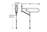 AKW Hinged Fold-Up Double Hairpin Rail with Adjustable Leg 32mm Stainless Steel