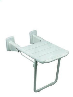 Saracen white hinged shower seat with leg E66217 adjustable bathroom shower seat