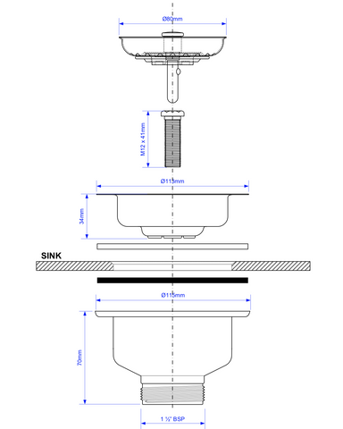 McAlpine Stainless Steel Spring Loaded Basket Strainer Waste 113mm / 1 ...