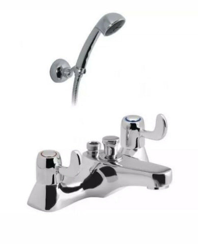 VADO 2 HOLE BATH LEVER STYLE SHOWER MIXER WITH SHOWER KIT art AST-330+KIT-C/P